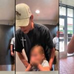 Blurred collage from viral restroom video discussed in Reddit reaction article